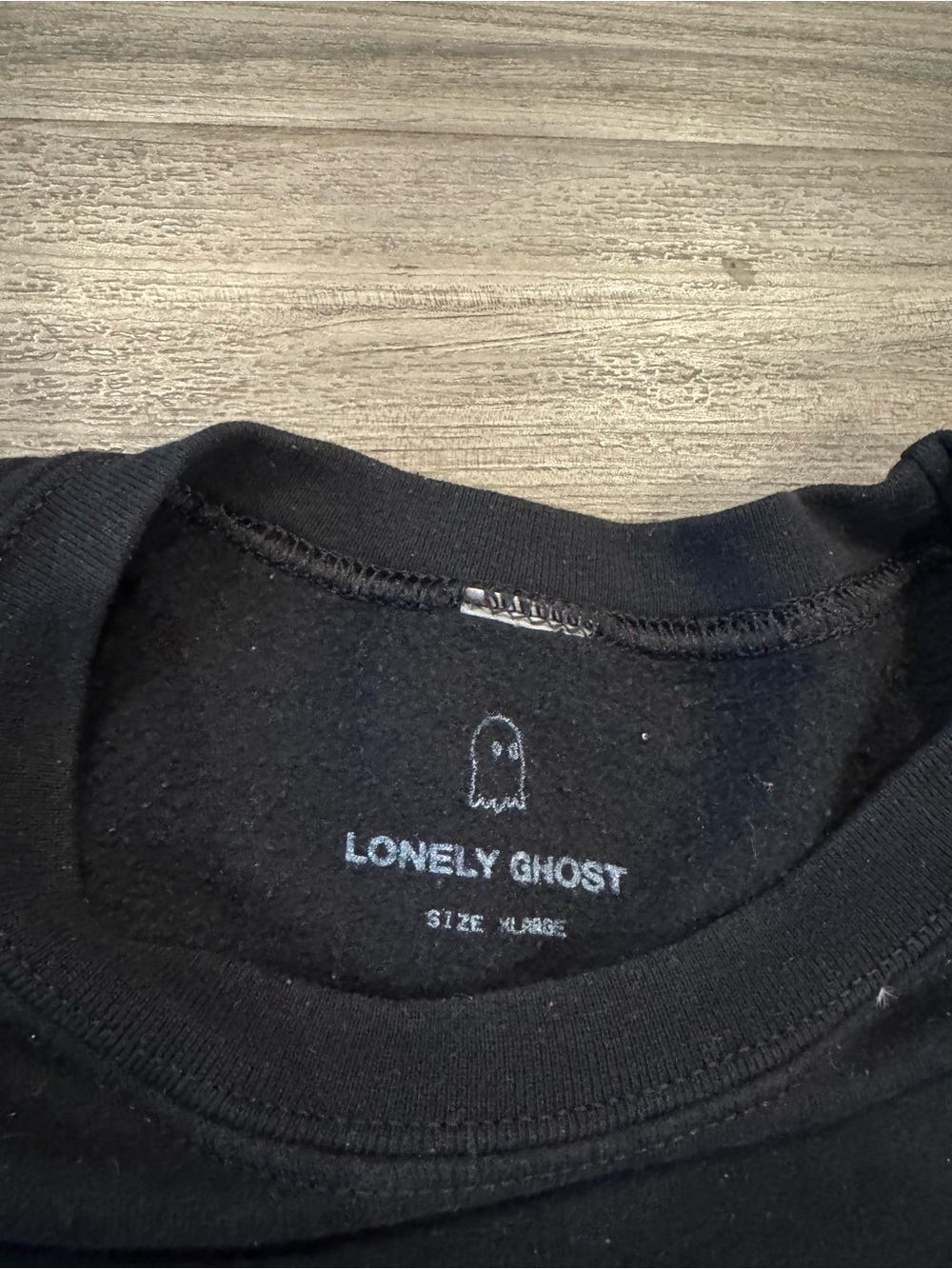 LONELY GHOST Black Crewneck Sweatshirt with Ghost Logo